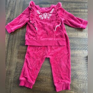 Little Me Red Set with Embroidered Design